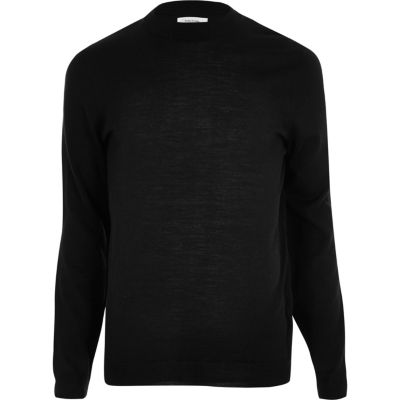 Black merino wool blend jumper